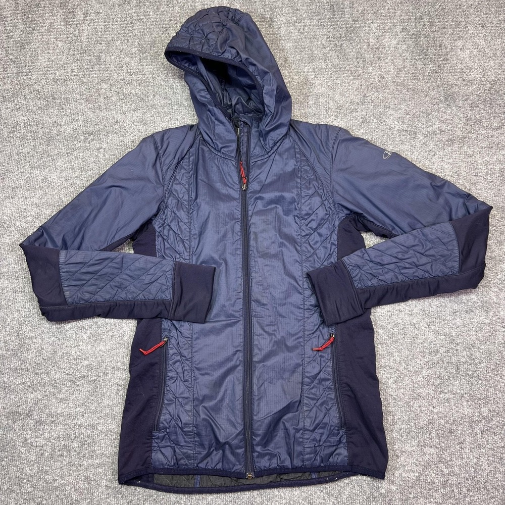 Icebreaker MerinoLOFT Jacket Womens S Blue Hooded Insulated Full Zip Thumbholes